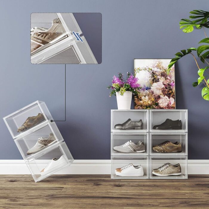 Hoppa! Schoenendoos | Set van 6 Opstapelbaar | Wit - Plastic
