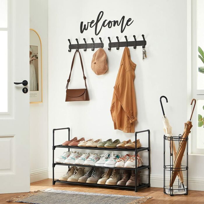 Hoppa! Schoenenrek | Schoenenkast | 3 lagen | 15 paar schoenen | Zwart | 92 x 30 x 54 cm (B x D x H)