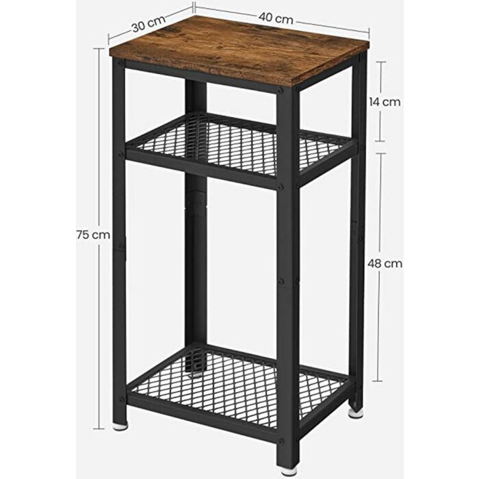 Hoppa! Vintage bijzettafel – metaal, bruin/zwart, 40 x 30 x 75 cm