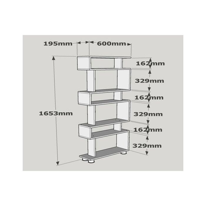 Asir Boekenplank - Wit Okkernoot - 60 x 165 x 19,5 cm