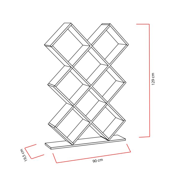 Asir Boekenplank - Rood - 90 x 129 x 19,5 cm