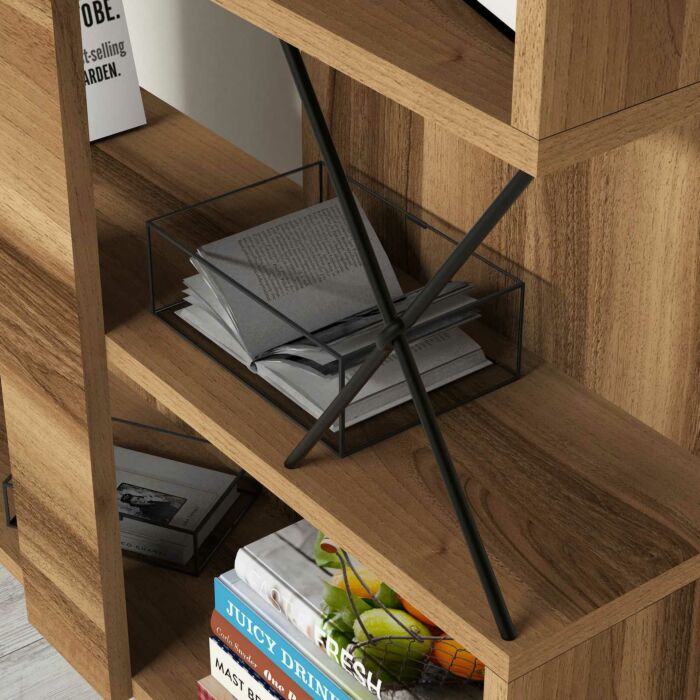 Asir Boekenplank - Okkernoot - 90 x 167,3 x 22 cm