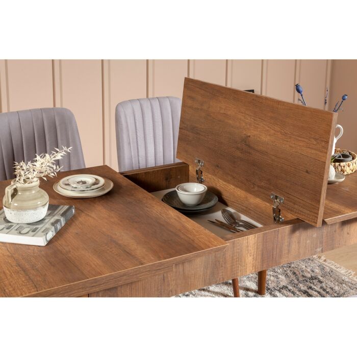 Asir - Uitbreidbare eettafel - Okkernoot - 130 x 80 x 77
