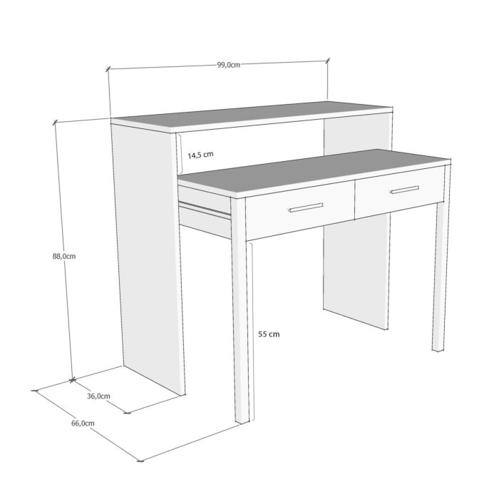 Asir Scandinavisch Bureau | Wit | 99 x 88 x 66 cm