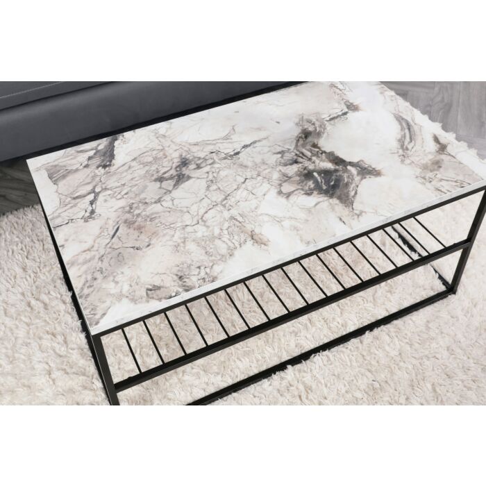 Asir Koffietafel | Wit Zwart | 95 x 42 x 55 cm