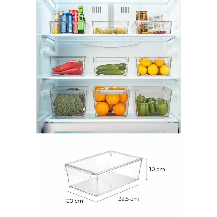 Asir | Koelkastorganizerset | Transparant - 20 x 32,5 x 10 cm - 3 Stuks