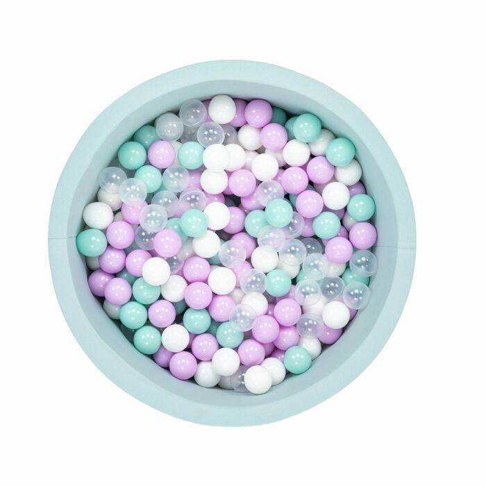 Asir Ballenbak voor baby's – Mint – 200 ballen (Lila, Mint, Wit & Transparant) – 85 x 85 x 30 cm