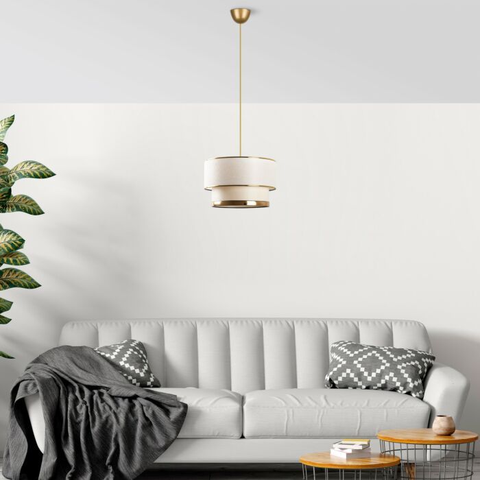 Asir - Kroonluchter - Crème & Goud - 30 x 65 x 30