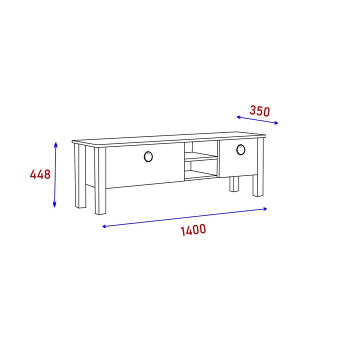 Asir TV Kast | Televisiemeubel | Wit - 140 x 44,8 x 35 cm