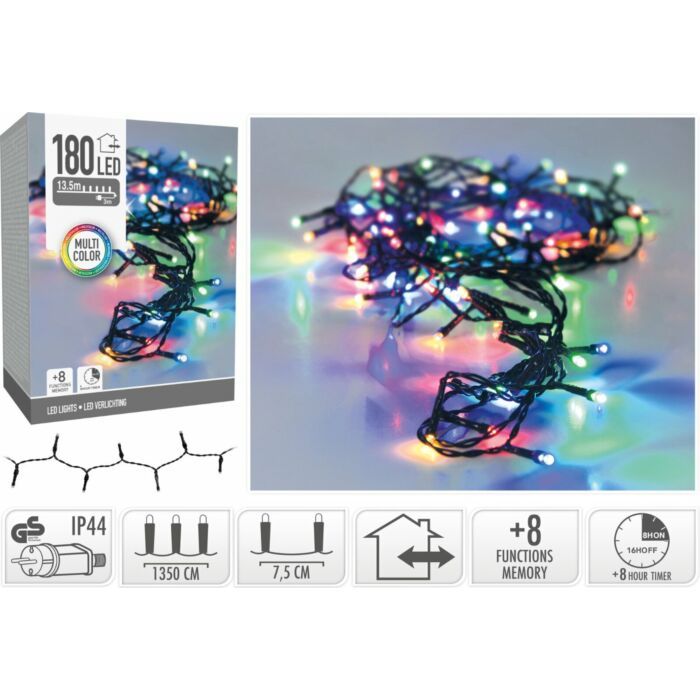 Kerstverlichting | 13.5m | Multicolor | 180 LED's | Timer en Lichtfuncties