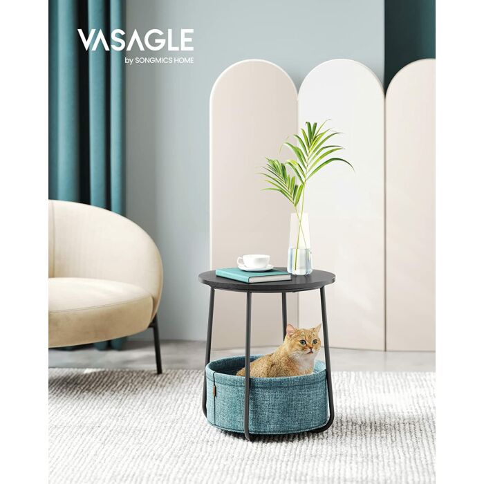 Hoppa! Kleine ronde salontafel | Opbergruimte | Moderne stijl | Bos Zwart & Donker Turkoois