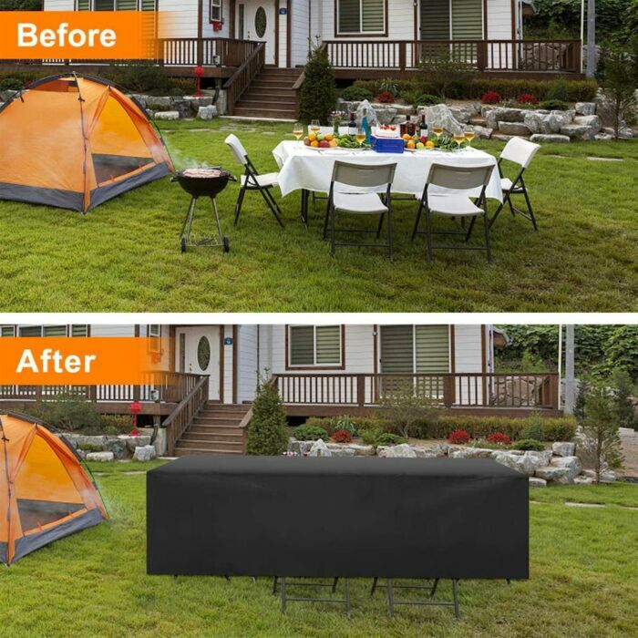 Hoppa! Tuinmeubelhoes | 135 × 135 × 75 cm | Zwart | UV-bestendige 420D Oxford-stof