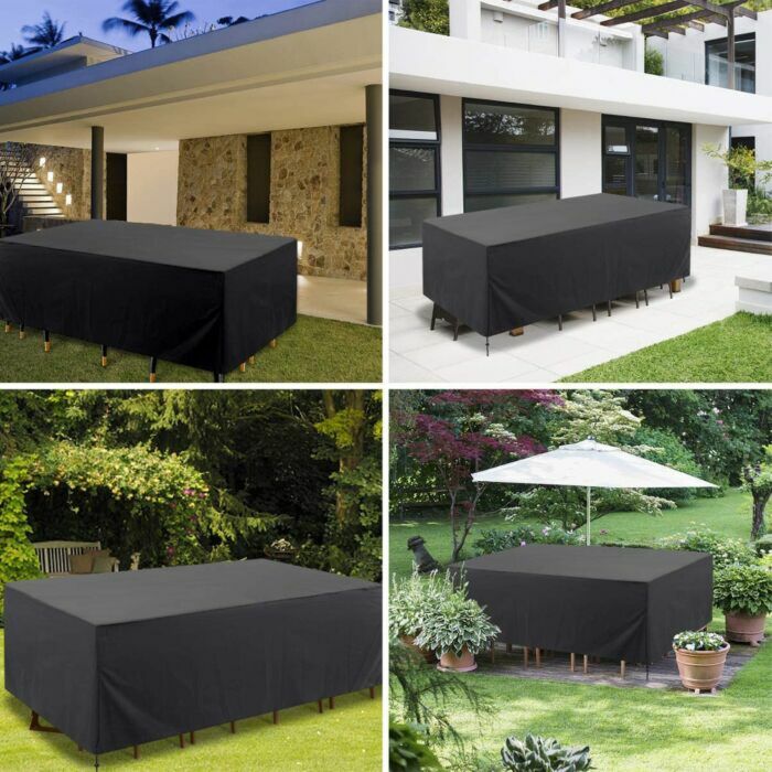 Hoppa! Tuinmeubelhoes | 135 × 135 × 75 cm | Zwart | UV-bestendige 420D Oxford-stof