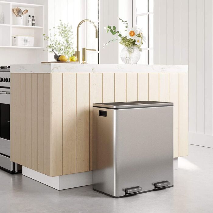Hoppa! | Afvalbak | RVS - 60L - Grijs