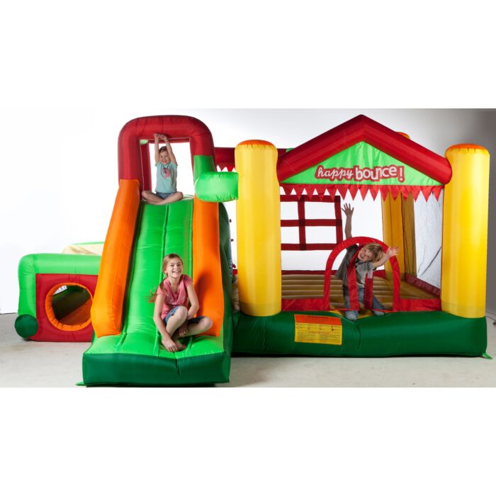 Avyna | Springkussen - Fun Palace Big 9-1 | Inclusief Klimwand, Grote Glijbaan, Basketbalnet | Dubbel Gestikt