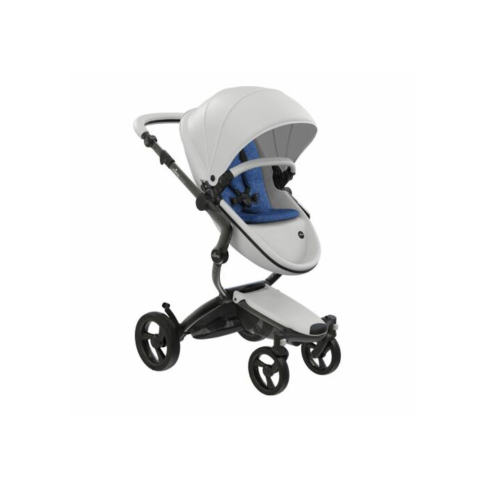 Mima Xari Kinderwagen Frame Black Zitting Kap Snow White Starter Pack Denim Blue