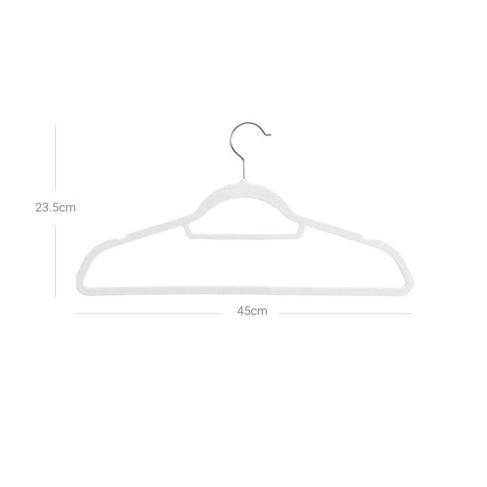 Hoppa! Set van 50 anti-slip fluwelen kledinghangers │ 0,6 cm dik │ ruimtebesparend │ 360° draaibare haak │ 45 cm │ Voor jassen, mantels, rokken, hemden en broeken
