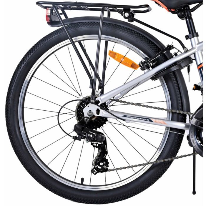 Volare Cross Kinderfiets - Jongens - 24 inch - Zilver - 18 versnellingen - Twee handremmen (22545)