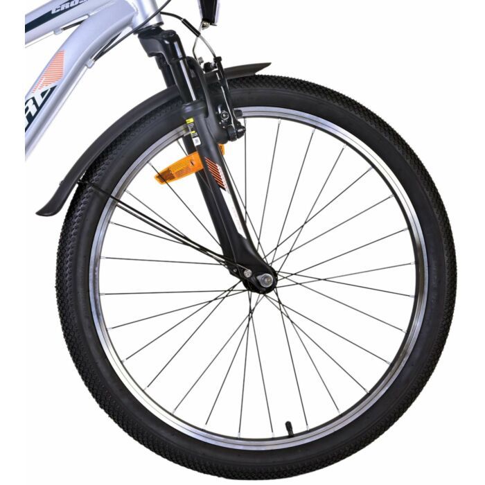 Volare Cross Kinderfiets - Jongens - 24 inch - Zilver - 18 versnellingen - Twee handremmen (22545)