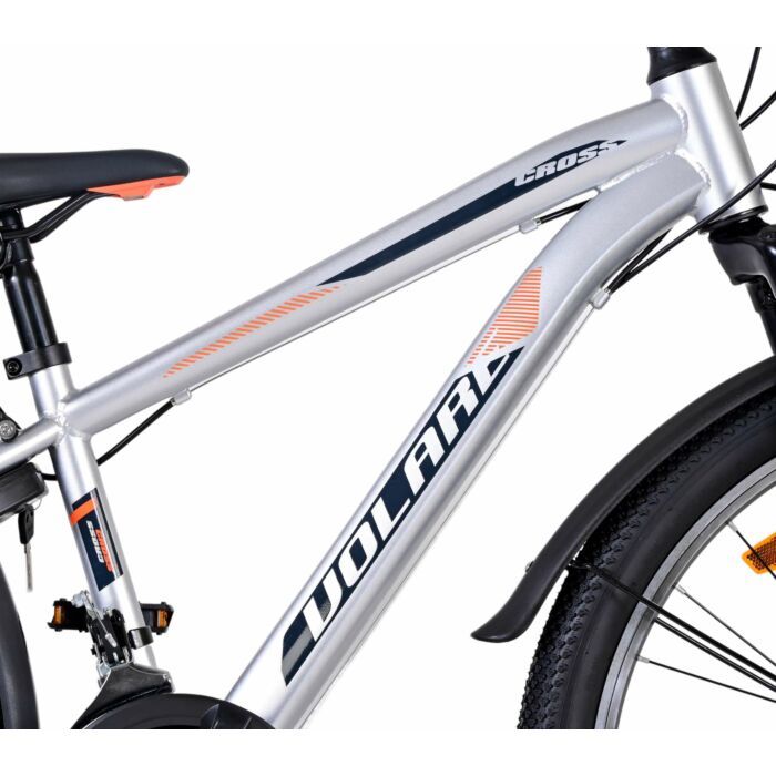 Volare Cross Kinderfiets - Jongens - 24 inch - Zilver - 18 versnellingen - Twee handremmen (22545)