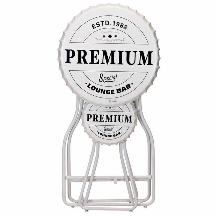 Bartafel | Wit | Metalen bistrotafel met 2 stoelen | 60 x 60 x 101 cm (L x B x H)