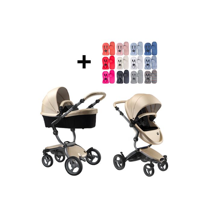 Mima Xari Kinderwagen Frame Graphite Grey Zitting Kap Champagne Starter Pack Black