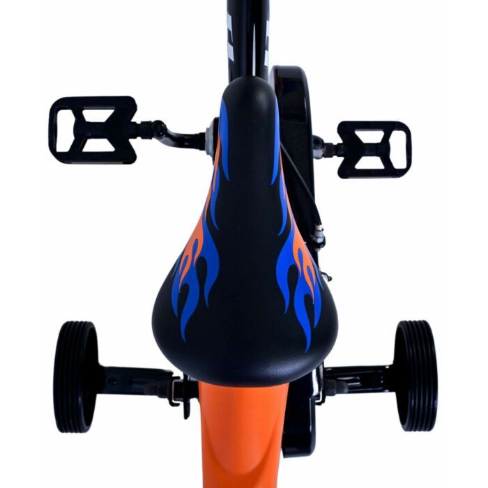 Hot Wheels kinderfiets 12 inch voor jongens in zwart, oranje en blauw