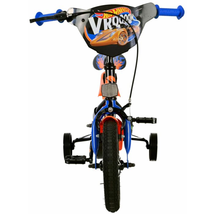 Hot Wheels kinderfiets 12 inch voor jongens in zwart, oranje en blauw