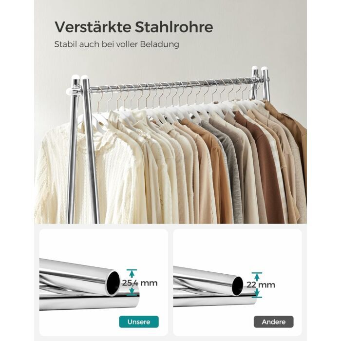 Kledingrek | 33,5 x 92,5 x 153 cm | Zilver