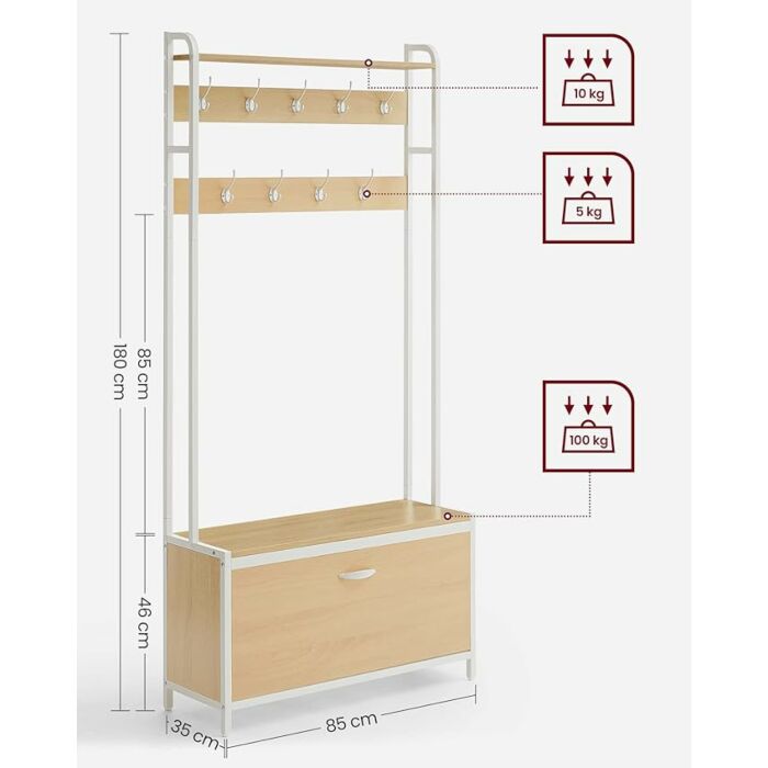 Hoppa! | Kapstok met Schoenenkast | Modern Design Eikenwit