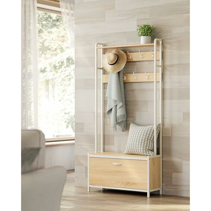 Hoppa! | Kapstok met Schoenenkast | Modern Design Eikenwit