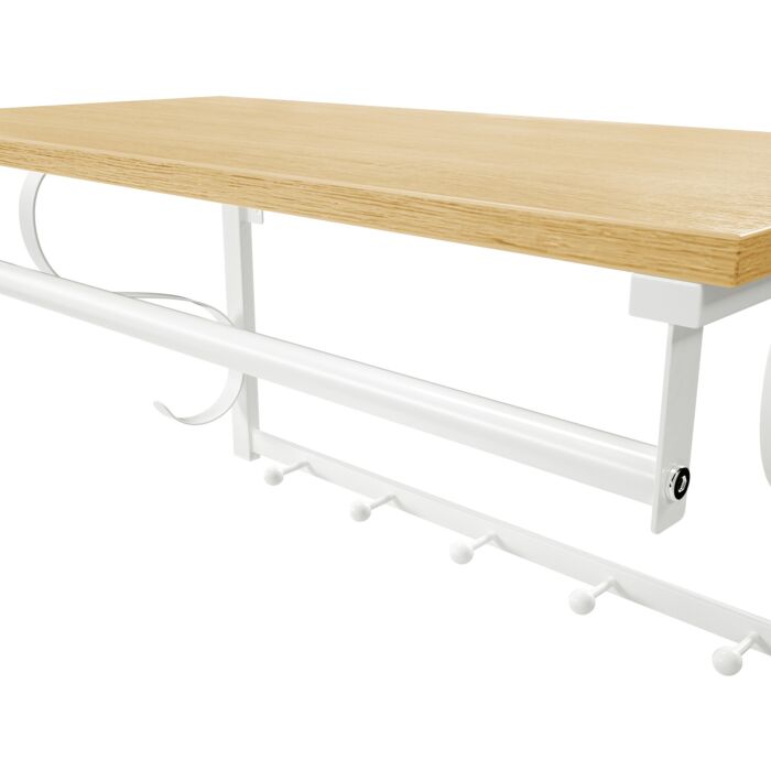 VASAGLE | Wandkapstok | Eiken + Wit | Modern Ontwerp met 5 Haken