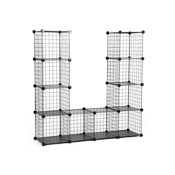 Boutloze rekken van draadgaas 12 vakken 93 x 31 x 123 cm Zwart | Opbergkast | Eenvoudige Montage en Royaal Capaciteit