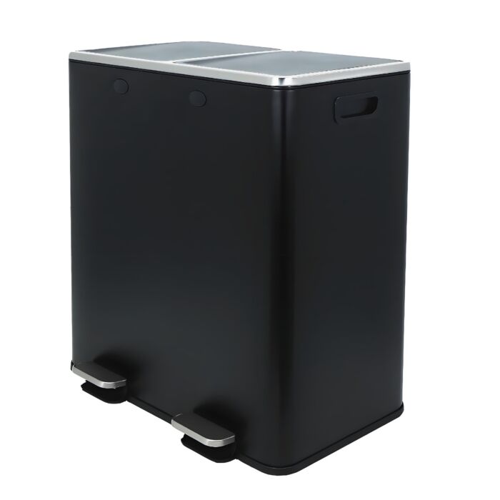 Hoppa! | Afvalbak | 60L | Zwart | RVS