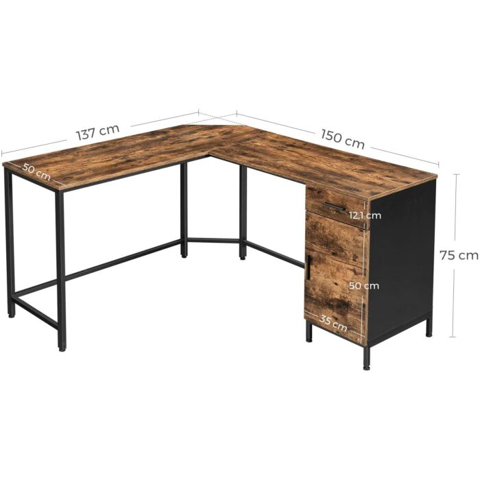Hoppa! Songmics L-vormig Bureau