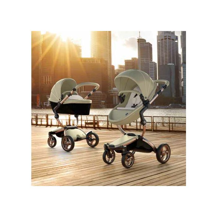 Mima Xari Kinderwagen Frame Rose Gold Zitting Kap Champagne Starter Pack Stone