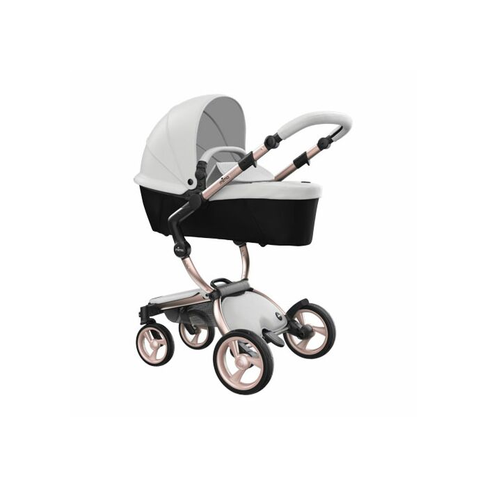 Mima Xari Kinderwagen | Frame - Rose Gold | Zitting + Kap - Snow White | Starter Pack - Stone White