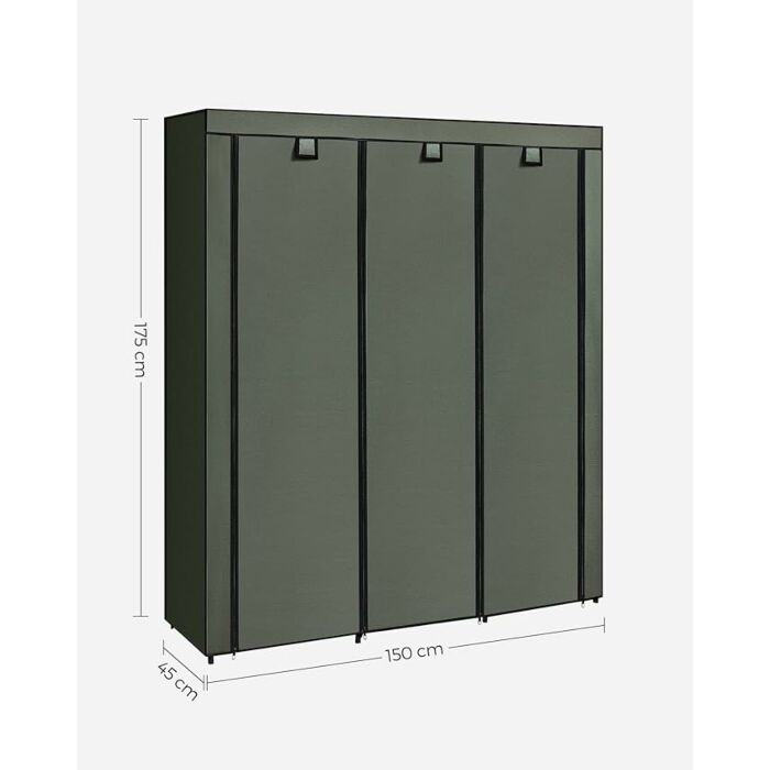 Hoppa! Kledingkast | Opvouwbare Kast met Rails | Kleerhanger | Opbergzakken Schoenen | 45x150x175cm (BxDxH) | Saliegroen
