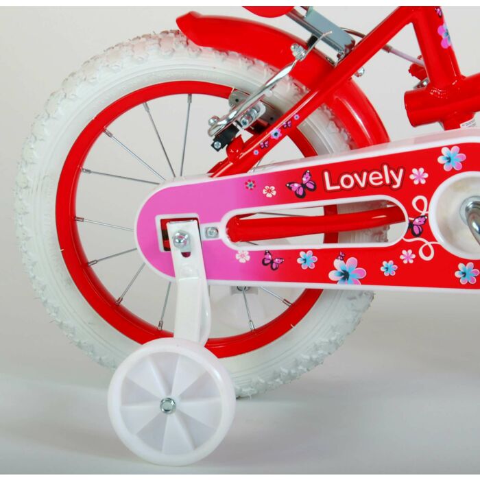 Volare Lovely Kinderfiets - Meisjes - 14 inch - Rood Wit - Twee Handremmen (2049)