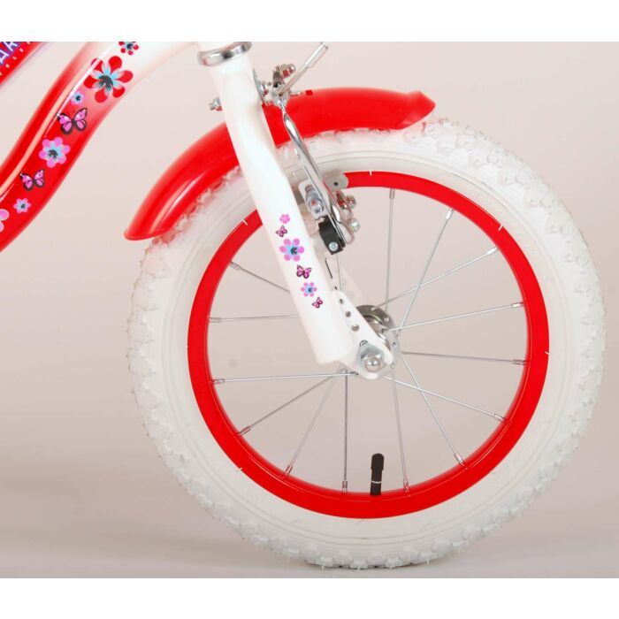 Volare Lovely Kinderfiets - Meisjes - 14 inch - Rood Wit - Twee Handremmen (2049)