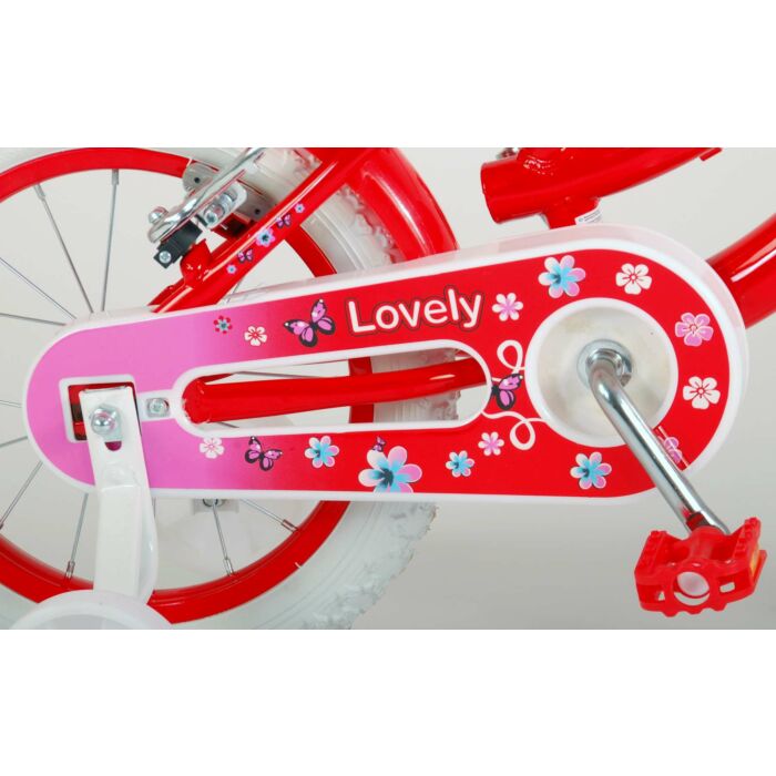 Volare Lovely Kinderfiets - Meisjes - 14 inch - Rood Wit - Twee Handremmen (2049)