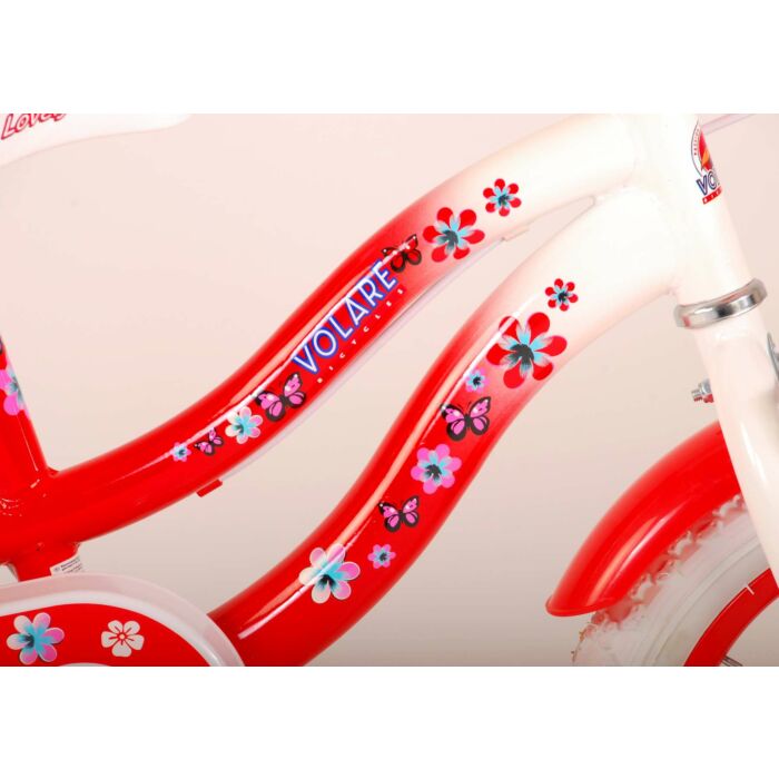 Volare Lovely Kinderfiets - Meisjes - 14 inch - Rood Wit - Twee Handremmen (2049)
