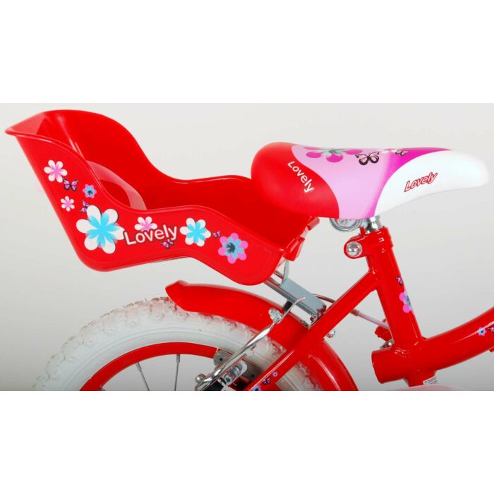Volare Lovely Kinderfiets - Meisjes - 14 inch - Rood Wit - Twee Handremmen (2049)