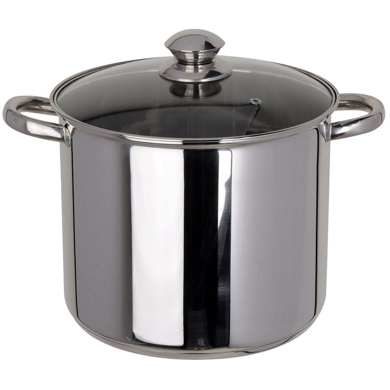 Excellent Houseware Soeppan – 9 liter RVS met glazen deksel