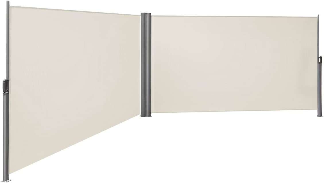 Hoppa! | Dubbel Uittrekbaar Oprolbaar Windscherm | 180x600cm | Beige