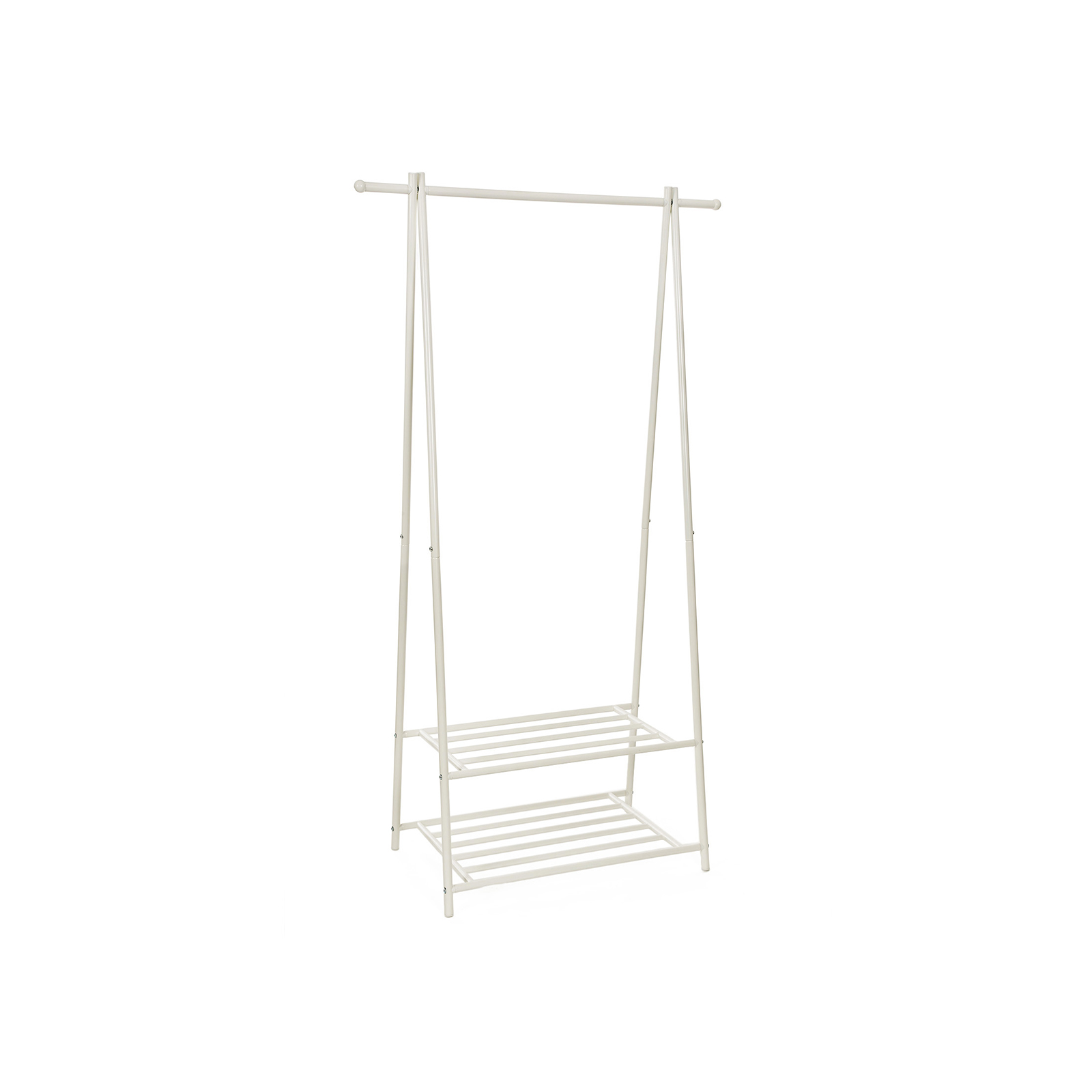 Hoppa! | Metalen jassenrek | Jassenrek met schoenenrek | Crèmewit 87,5 x 41 x 155 cm (B x D x H)