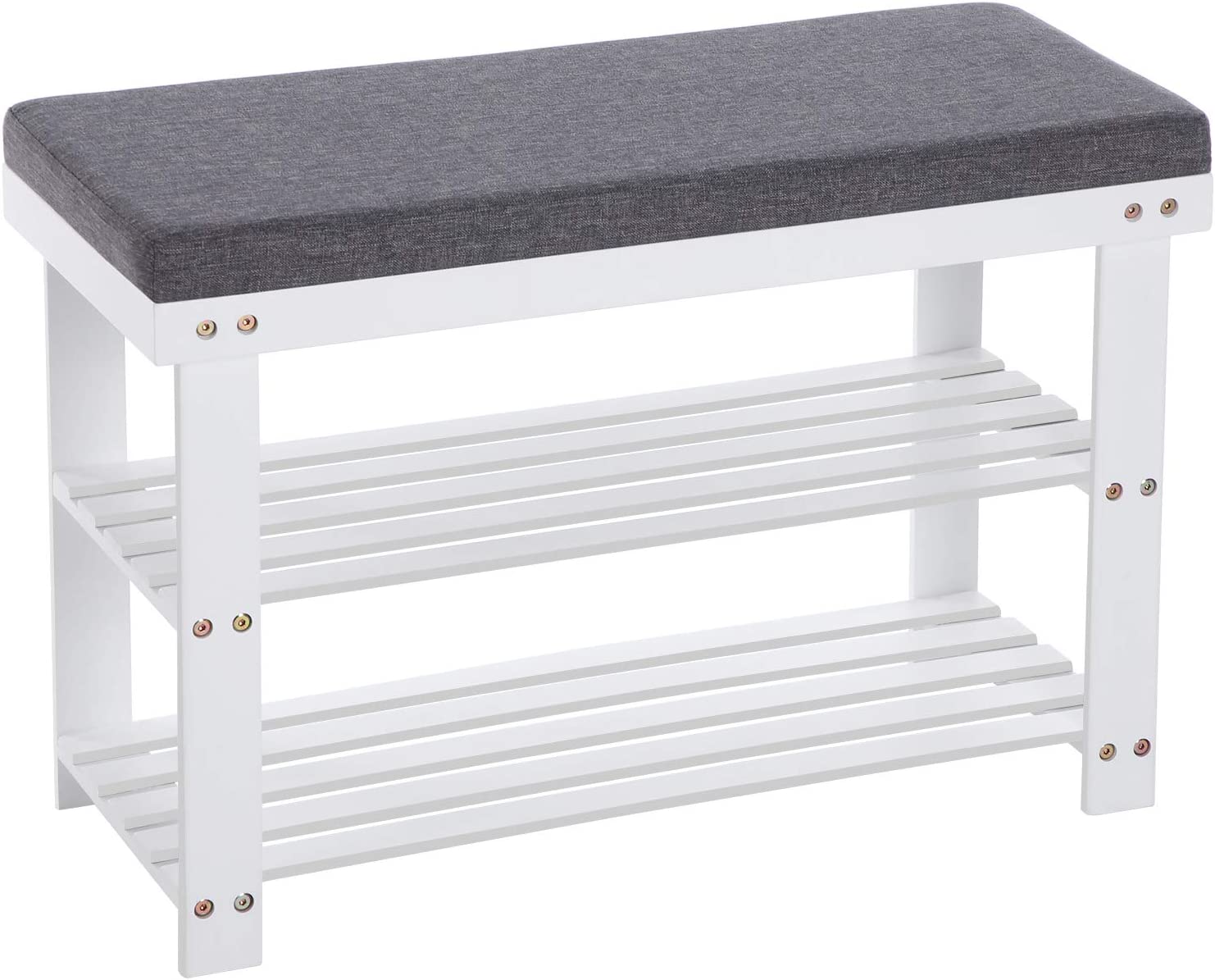 Hoppa! | Schoenenrek van bamboe | 2 planken | Witgrijs | 71 x 29 x 49 cm (B x D x H)