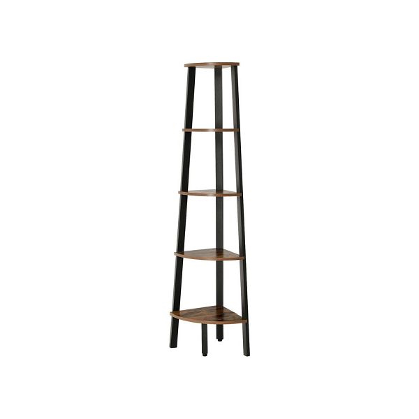 Hoppa! | Hoekkast 5-laags – bruin/zwart – metaal | 34 x 34 x 159 cm
