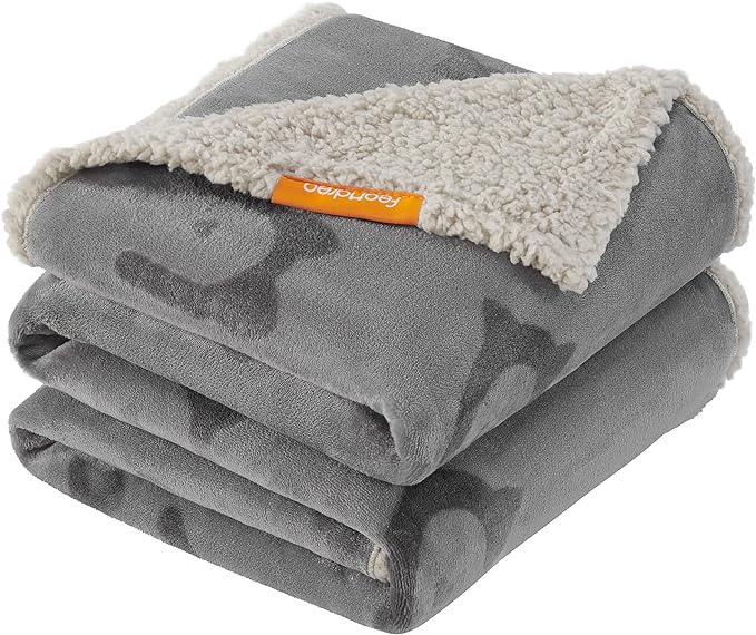 Sherpa Fleece huisdierdeken | 152 x 127 cm | XL | Grijs Waterdicht en Omkeerbaar