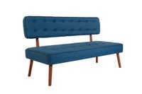 Asir 2-zitsbank Nachtblauw | 140 x 78 x 64 cm (B x D x H) | Massief houten frame – 100% polyesterstof